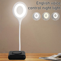Veilleuse Portable pliable à commande vocale, lampe USB, 3 Modes d'éclairage, anneaux lumineux Super lumineux, lampe de Table intelligente à LED, lampe de bureau