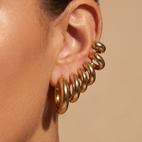 CLIORO Boucles d'oreilles créoles C minimalistes en acier inoxydable 316L, résistantes à la transpiration, légères et confortables, multi-tailles, pour femmes, accessoires de mode