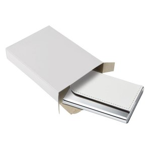 Porta biglietti da visita in pelle sintetica bianca con Clip in metallo alla moda portafoglio leggero da 3 pollici con Logo stampato semplice per carte di credito - Product Image 2