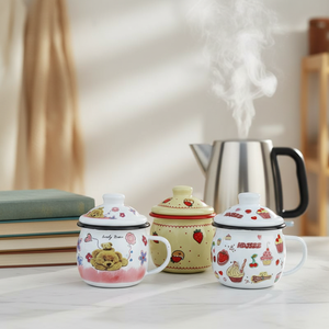 Großhandel Maßgefertigte 380ML Kaffeetasse Milchtasse Emaille Hitzebeständige Nachmittagstee-Tasse - Product Image 1