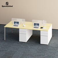 SpaceUnited – Cloison de bureau modulaire multifonction ergonomique autoportante en verre avec rangement pour 2 à 4 postes de travail