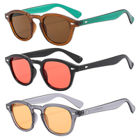 Vente en gros d'usine, lunettes de soleil de haute qualité, logo personnalisé, marque privée, style vintage rétro, monture ronde noire, UV400, pour hommes et femmes