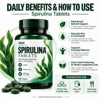 Comprimés de Spiruline Clean Label Végétaliens Sans Gluten à Base de Plantes pour les Régimes Alimentaires Modernes Fournisseur en Gros Marque Blanche