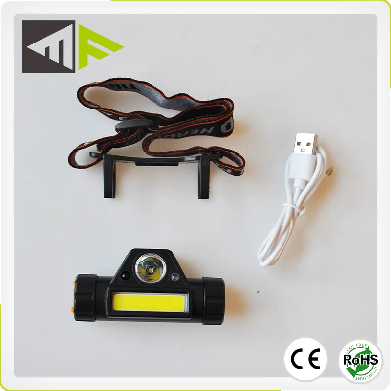 Phổ USB Không Thấm Nước Có Thể Sạc Lại Ánh Sáng COB Đèn Pha LED Đèn Pha Head Torch Với Nam Châm Mạnh