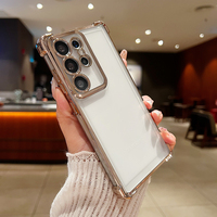 Coques de téléphone électroplaquées antichoc à quatre coins, anti-chute, à prix d'usine pour Samsung A56 A55 A54 S21 S22 S23 S24 S25 Ultra