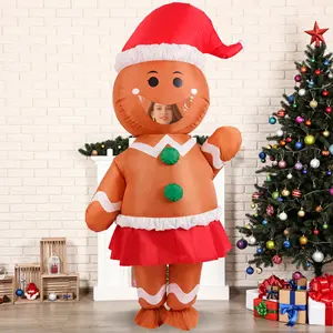 Costume Inflatable Christmas Gingerbread Woman Inflatable Suit Holiday Party Giant Xmas Inflatable Costume Adult Female