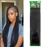 4X Cheveux à tresser pré-étirés 60 pouces, Extensions de cheveux synthétiques EZ pour tresses au crochet, Vente en gros pour femmes