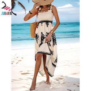 2025 Casual Summer Women's Clothes Lady Elegant Temperament Dresses Women Casual Beach Skirt Holiday <b>Style</b> Printed Wrapped Dress - Product Image 2