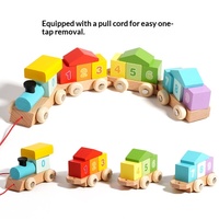 Jeu de construction de train DIY transfrontalier à assembler, blocs géométriques empilables pour enfants, jouet en bois éducatif précoce sur les couleurs et les formes