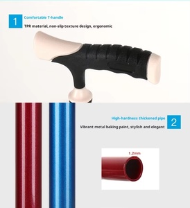 Bastón de Apoyo Cuádruple Ligero de Aluminio <span class=keywords><strong>RUFU</strong></span> RF1101, Muletas Médicas con Mango de Plástico para Personas Mayores - Product Image 4