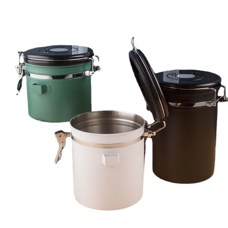 2021 Stainless steel sealed tank coffee bean coffee powder storage tank one-way exhaust valve tea storage tank
