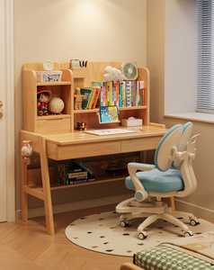 Escritorio Infantil de Madera Maciza con Estante Irregular y Soporte <span class=keywords><strong>para</strong></span> Dispositivos 3033 # - Product Image 1