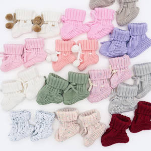 Nouveau bébé nouveau-né tricoté laine chaussettes simple sauvage mignon mode cordon automne infantile chaussons cachemire bébé chaussette - Product Image 1