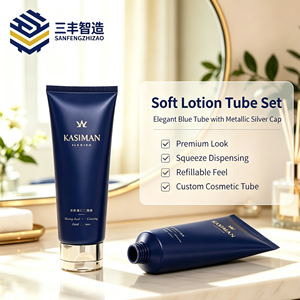 Custom Matte Dark Navy PE Squeeze Tube With Flip Top Electroplated Cap Firming Facial Cleanser - Product Image 5
