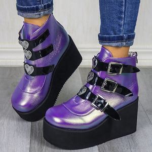 Jujian-bottines semelle épaisse pour femmes, chaussures 43 de grande taille, <span class=keywords><strong>Punk</strong></span>, Street, Cosplay, collection automne-hiver 2022 - Product Image 2