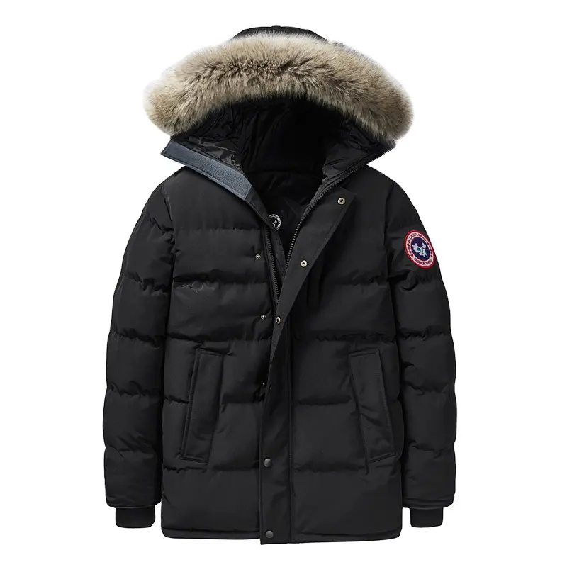 थोक आउटडोर पुरुषों के कोट और आकार कृत्रिम फर कॉलर हुक सर्दियों के लिए पुरुषों के जैकेट