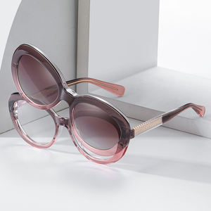 MS 81639 TR90 feminino redondo armação clip-on óculos de sol moda metal rosa moldura plástica lentes polarizadas com logotipo personalizado lente - Product Image 1
