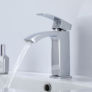 <span class=keywords><strong>Mitigeur</strong></span> de <span class=keywords><strong>lavabo</strong></span> cascade carré moderne en chrome, à poignée unique, monotrou, à poser sur le plan, double eau chaude/froide, anti-éclaboussures, avec valve en céramique - Product Image 5