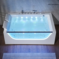 Baignoire autoportante rectangulaire double en acrylique, moderne, de luxe léger, intelligente, avec massage, 22 jets et remous inclus