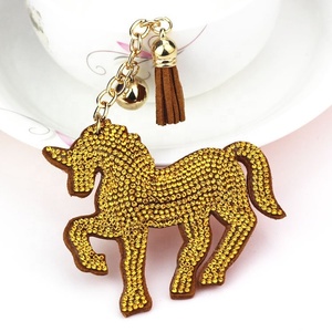 Wholesale Bling Crystal <b>Unicorn</b> Keychain Full Rhinestone Bag Pendant Keychain Cartoon <b>Keyring</b> High Quality Tassel Key Chain - Product Image 3