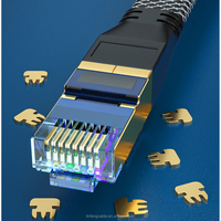 Kabel LAN Komunikasi FTP Cat8 RJ45 Pabrikasi Flat 2000MHz 40Gbps Kabel Patch Ethernet Cat 8