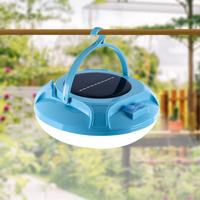 Lampe de camping extérieure à énergie solaire Chargement USB Lumière en forme de soucoupe volante portable, lumière de secours LED montée sur crochet