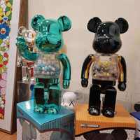 Ours Violent Chiaki Noir et Or Ours Bearbrick DIY Transparent Placage Vert Lac Ours en Résine KAWS 400% Figurines Jouets