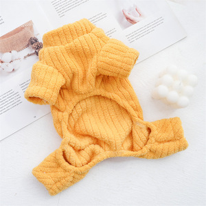 Vêtements d'hiver épais et chauds pour chien, vêtements pour chat à quatre pattes, en flanelle côtelée, couleur unie, vêtements de loisirs pour Teddy Corgi - Product Image 3