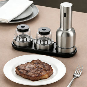 Nuevo Juego de Molinillos de <span class=keywords><strong>Sal</strong></span> y Pimienta Eléctricos Automáticos Recargables por USB de Acero Inoxidable Ajustables para Cocina con 2 Cápsulas de Cambio Rápido - Product Image 1