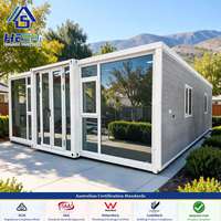 Maison conteneur préfabriquée extensible 1 chambre, bungalow, normes australiennes, avec rail inférieur 80x80x5mm, fenêtre en alliage 930mm, disponible en 40Ft, 30Ft, 20Ft