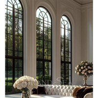 Ventanas Francesas Arqueadas de Aleación de Aluminio Modernas, Personalizadas OEM, para Casas, Villas, Hoteles, Dormitorios, Salas de Estar, Horizontales