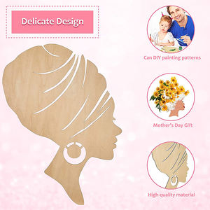 Templat Siluet Kayu Bentuk Anak Perempuan, Dekorasi Rumah Profil Kepala Kayu Karangan Bunga Siluet Wanita - Product Image 3