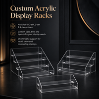 Présentoir en acrylique transparent en gros pour usine, support personnalisable à plusieurs niveaux, étagère de rangement en acrylique pour l'affichage des marchandises