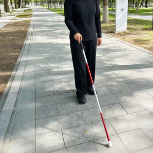 <b>Long</b> Heng Double Section Red Rotating Head White Cane Aluminum Alloy 240g Anti <b>Slip</b> Handle For Vision Care Equipment - Product Image 2