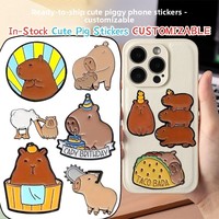 Badges ronds personnalisés gravés avec motif capybara et impression par transfert pour téléphones portables