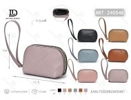 Portamonete da donna a mezza luna da 5 pollici in microfibra di pelle sintetica con chiusura a cerniera e mini cinturino da polso - Product Image 1