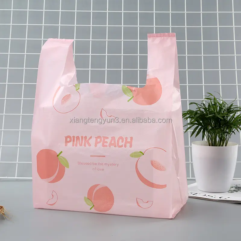Chinese Suppliers Custom Plastic Shopping Grocery T-shirt Bag For Fruits And Vegetables