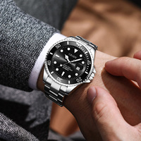 Montre-bracelet squelette mécanique pour homme, en acier inoxydable vert, automatique, lumineuse, de luxe, vente en gros, logo personnalisé, montre-bracelet d'affaires
