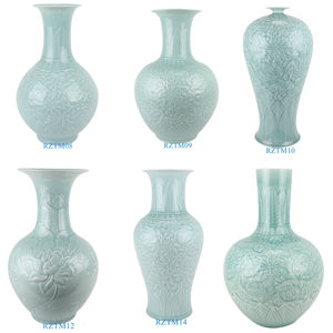 RZTM09 cristallo smaltato <span class=keywords><strong>ombra</strong></span> cielo ciano <span class=keywords><strong>vaso</strong></span> in ceramica peonia fiore avvolgimento intaglio forma irregolare <span class=keywords><strong>vaso</strong></span> di <span class=keywords><strong>fiori</strong></span> in porcellana - Product Image 1
