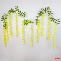 Bunga Wisteria Sutra Gantung OEM, Rangkaian Bunga Artificial Realistis dan Lembut untuk Dekorasi Dinding Rumah dan Pernikahan