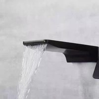 Robinet de salle de bain mural moderne noir en acier inoxydable, mitigeur monocommande eau chaude et froide