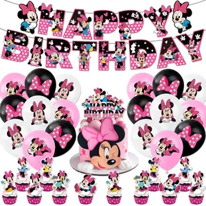 Tại chỗ màu hồng bé tắm thứ 2 màu hồng phim hoạt hình chuột cô gái sinh nhật chủ đề Bóng bay cao su sinh nhật bên trang trí bóng Bộ dụng cụ k0081