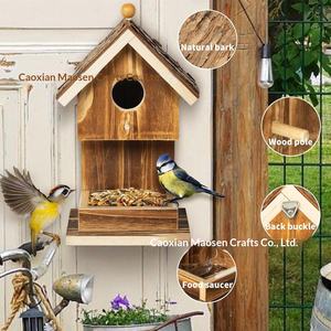 Nichoir créatif en bois pour l'extérieur avec mangeoire suspendue pour l'élevage des oiseaux dans la cour - Product Image 3