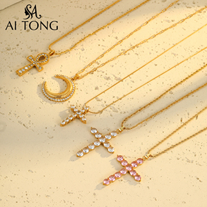 <span class=keywords><strong>Collier</strong></span> Pendentif <span class=keywords><strong>Lune</strong></span> en Acier Inoxydable Plaqué Or 18K Personnalisé pour Femme, Idéal pour Cadeau Quotidien, Mariage, Bijou Tendance - Product Image 2