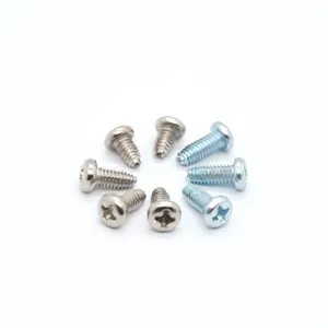 Chinese manufacturer plated Pan recessed round head locking serrated triangel thread screw for metal
