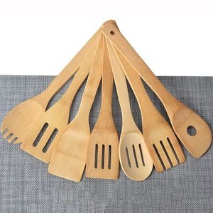 Ensemble de spatules en bambou antiadhésives Yimu Yijiang/spatules pour wok/cuillères de cuisine, fabriquées sur mesure pour l'exportation, manche long, antidérapant. - Product Image 1