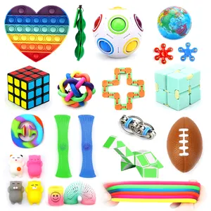 0061, набор игрушек-фиджет с эффектом пузырьков Mochi, Радужный пазл-шарик, раскладная цепочка, сенсорные игрушки-фиджеты, набор игрушек