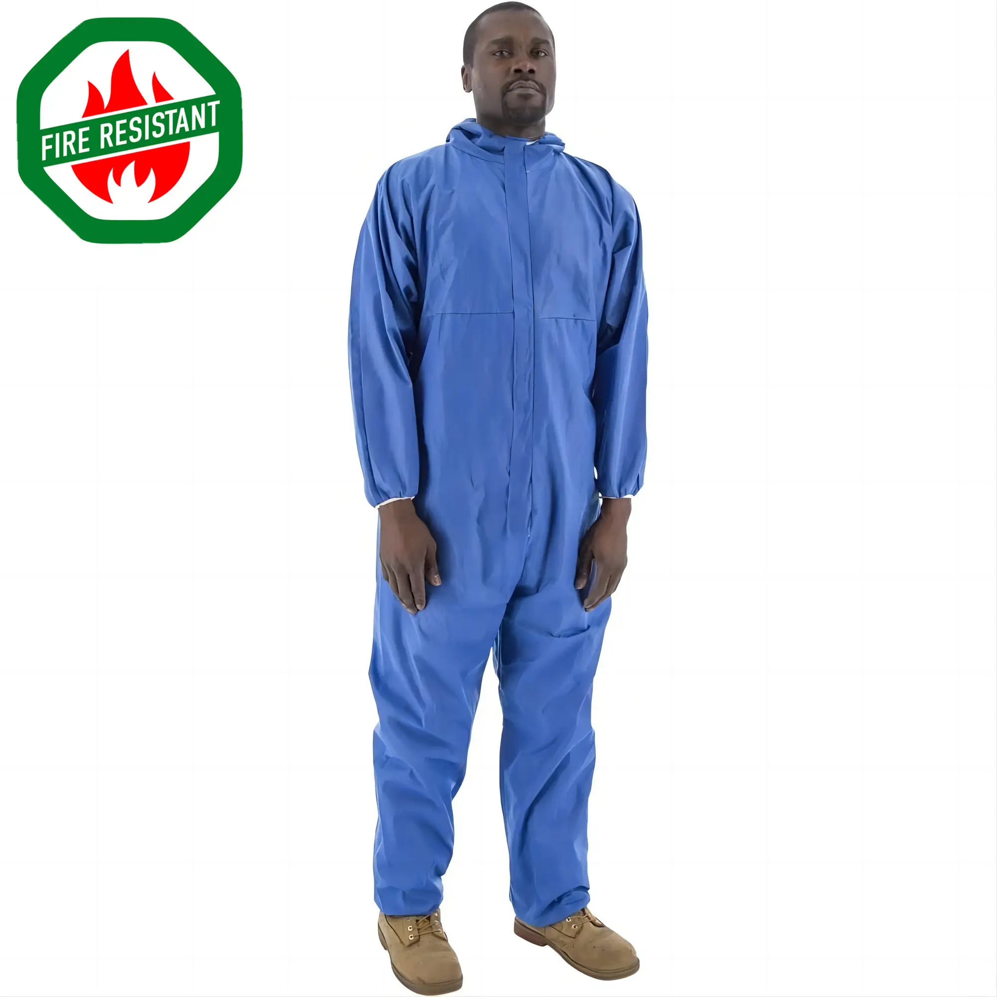 Abti-static Breathable FR SMS tipe 5B 6B sekali pakai Coverall tahan api