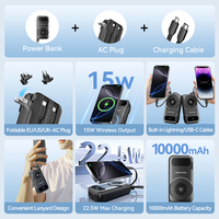Banque d'alimentation magnétique Vention 22,5 W 10000 mAh, banque d'alimentation magnétique sans fil avec câbles USB-C et L intégrés pour téléphone