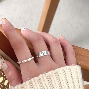 Anillo de Plata de Ley S925 Ruitai con Diseño de Flor y Corazón para Mujer, Diseño Abierto, Joyería Fina para Uso Diario - Product Image 2